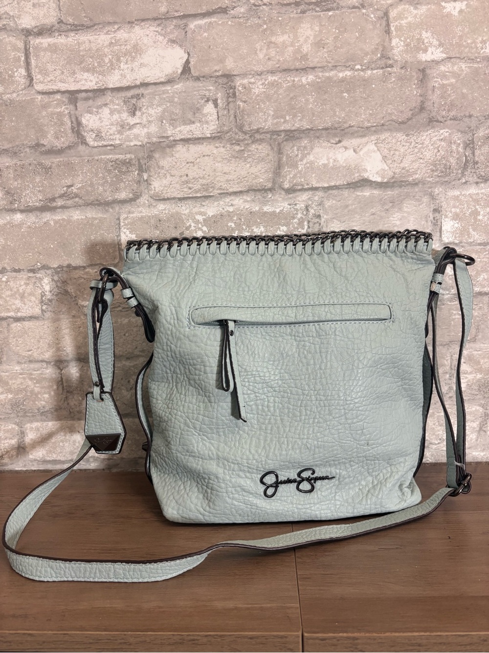 Jessica Simpson Mint Green Shoulder Bag with Chain Trim